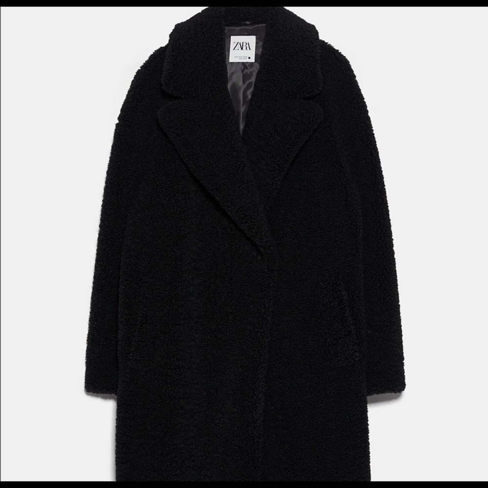 ZARA Black Teddy coat jacket